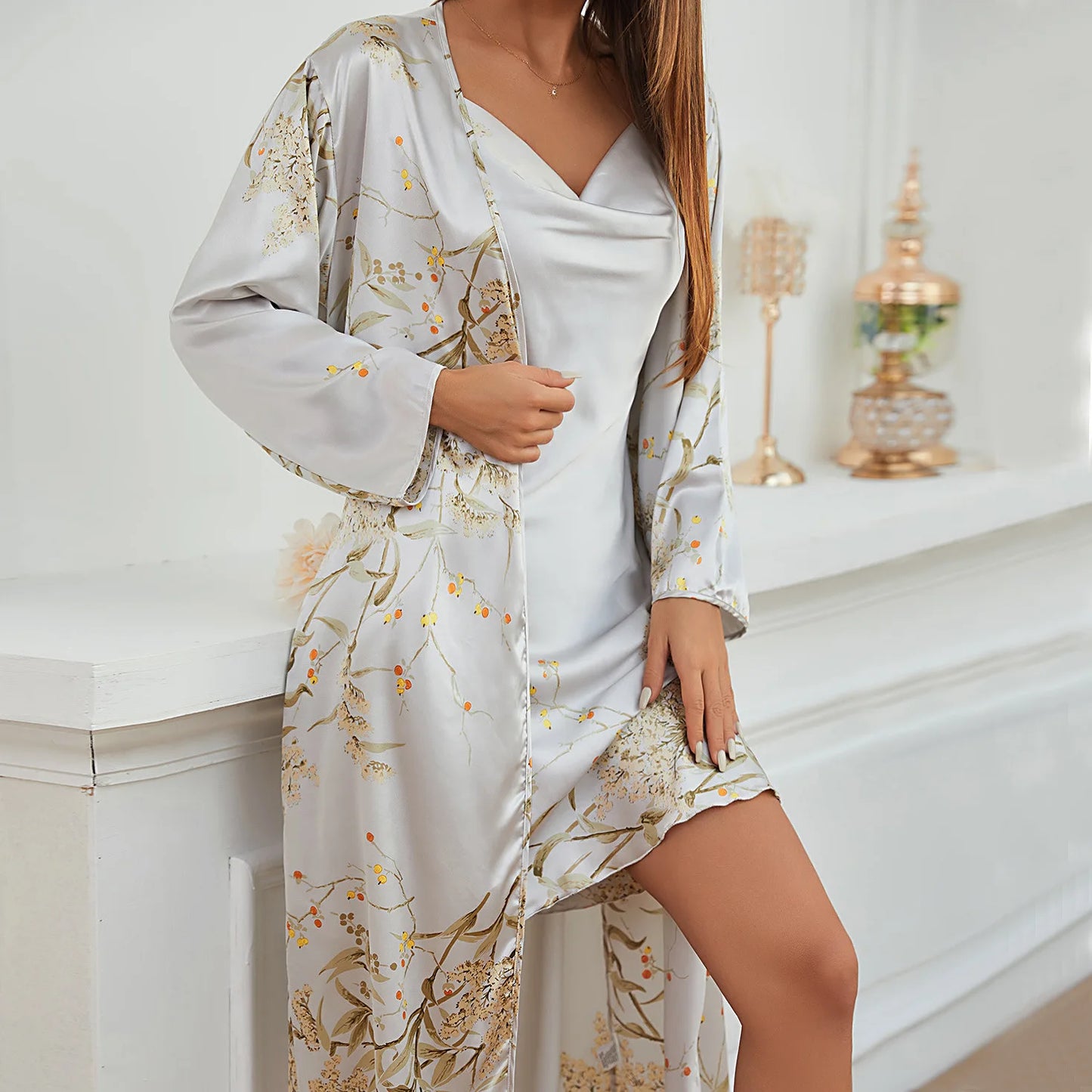 Lace Up Pajama Pajama Dresses Two Piece Set