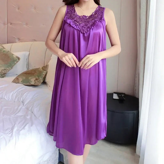 Women Nightgowns Satin Lace Sleepwear Nightwear Sexy Pyjama