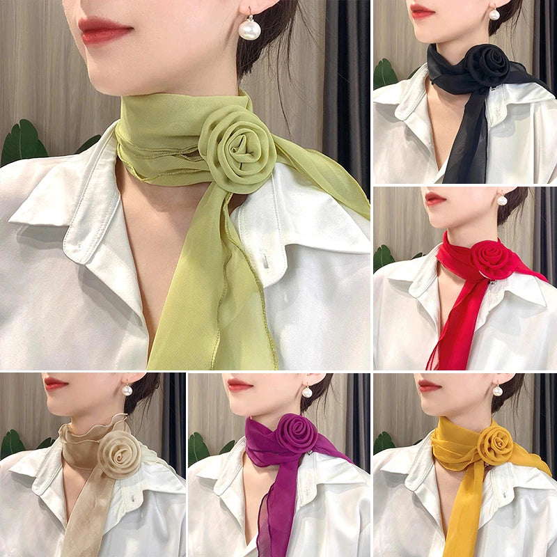 Floral Chiffon Solid Color Scarf