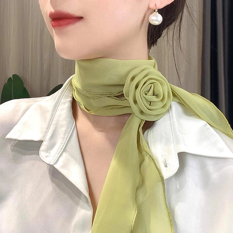 Floral Chiffon Solid Color Scarf