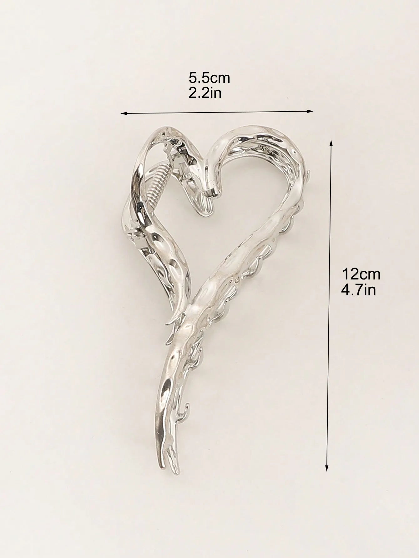 Silver Heart Hair Claw Clips