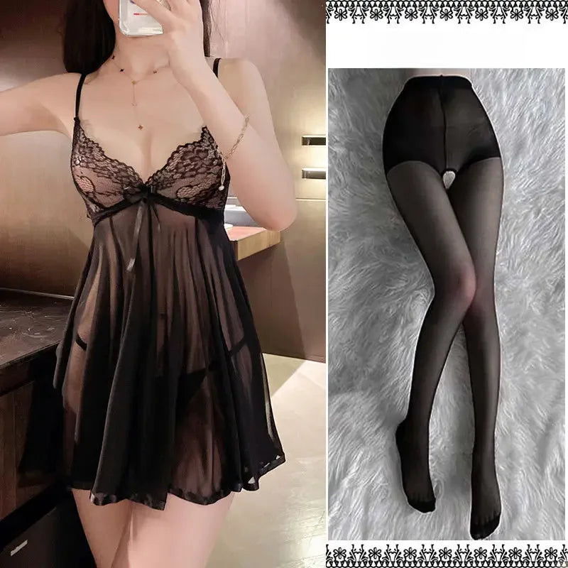 Sexy Women's Sleepwear Tank Dress Hollow Back Lingerie