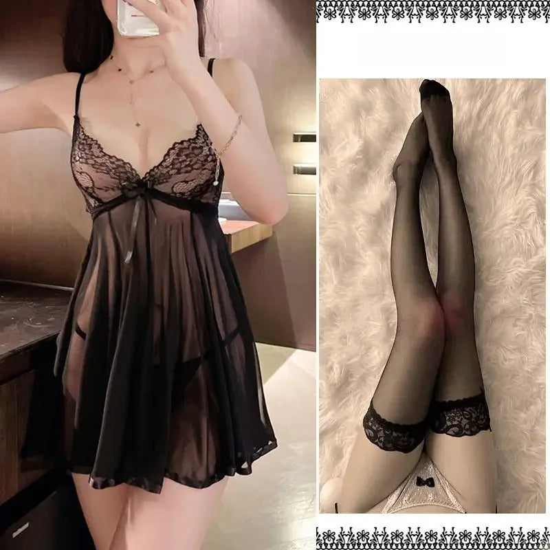 Sexy Women's Sleepwear Tank Dress Hollow Back Lingerie