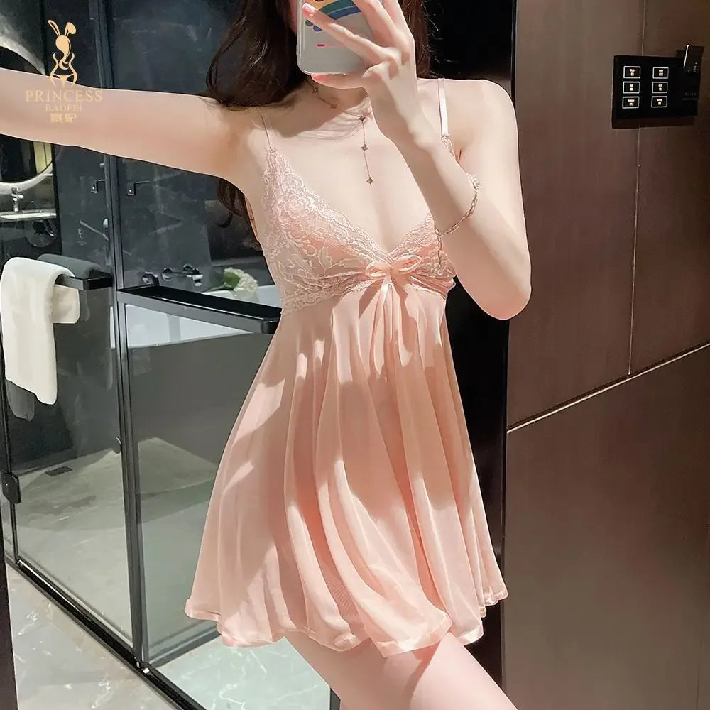 Sexy Women's Sleepwear Tank Dress Hollow Back Lingerie