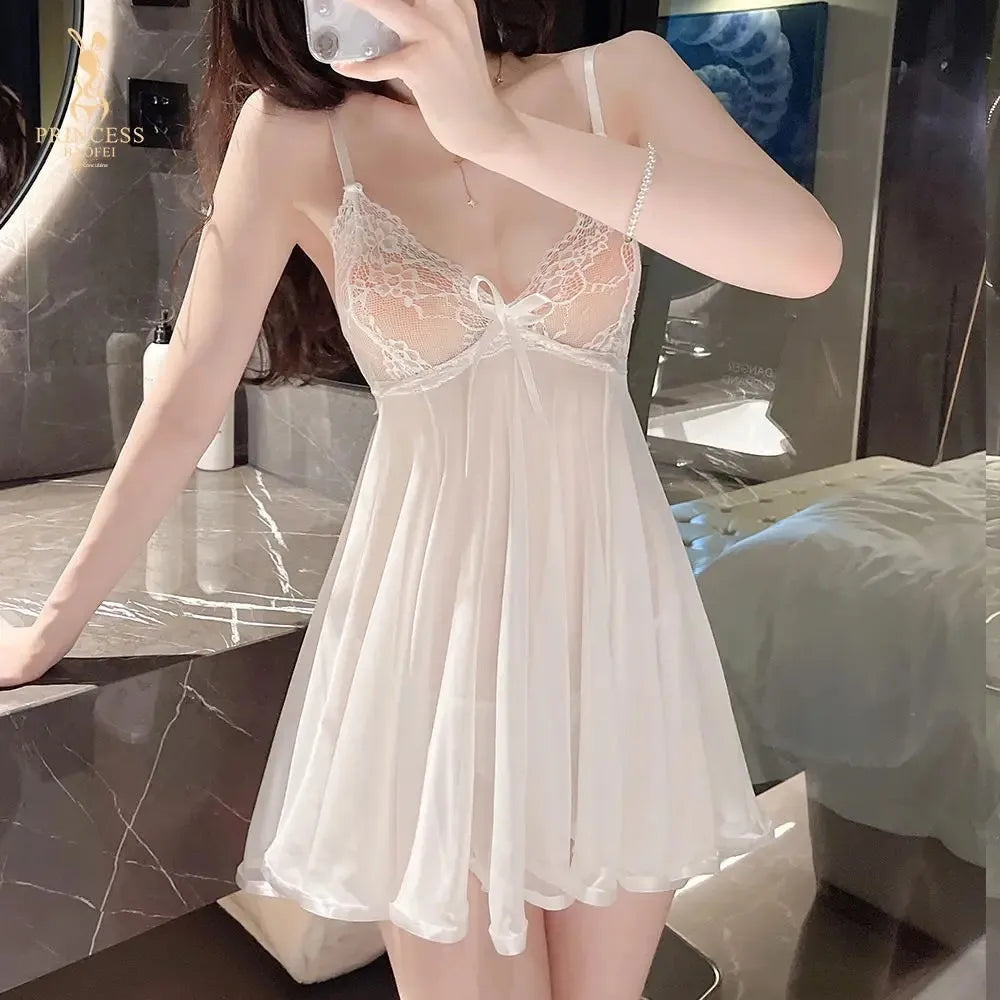 Sexy Women's Sleepwear Tank Dress Hollow Back Lingerie