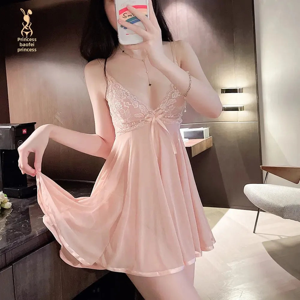 Sexy Women's Sleepwear Tank Dress Hollow Back Lingerie