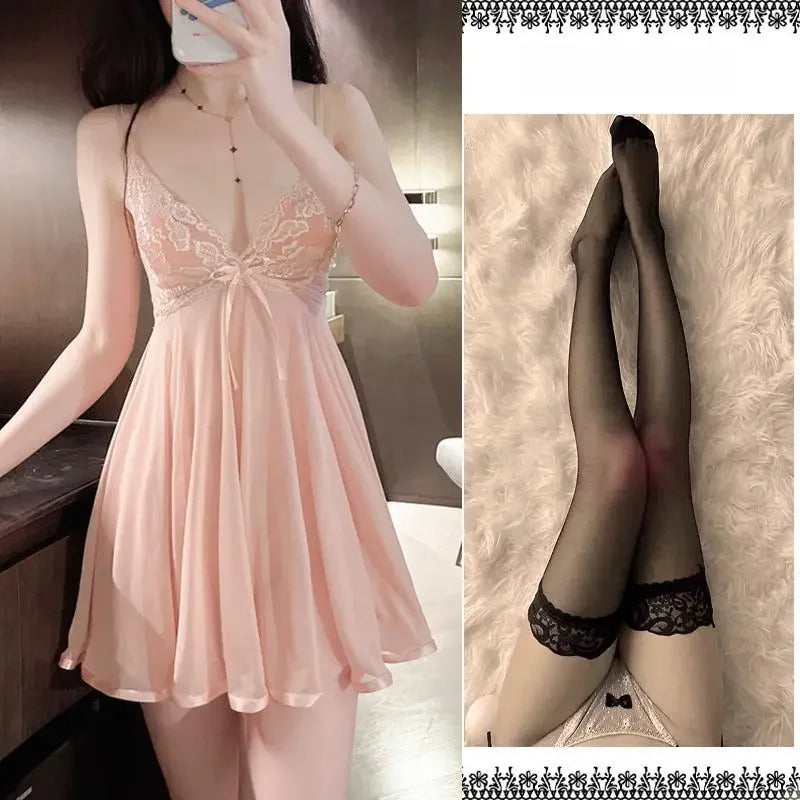 Sexy Women's Sleepwear Tank Dress Hollow Back Lingerie