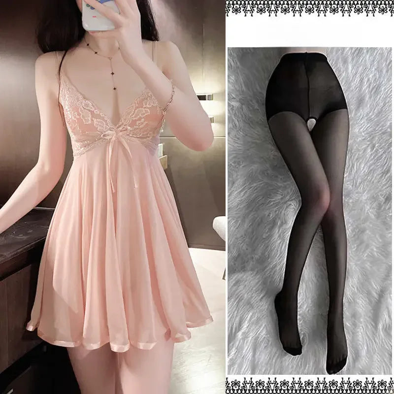 Sexy Women's Sleepwear Tank Dress Hollow Back Lingerie